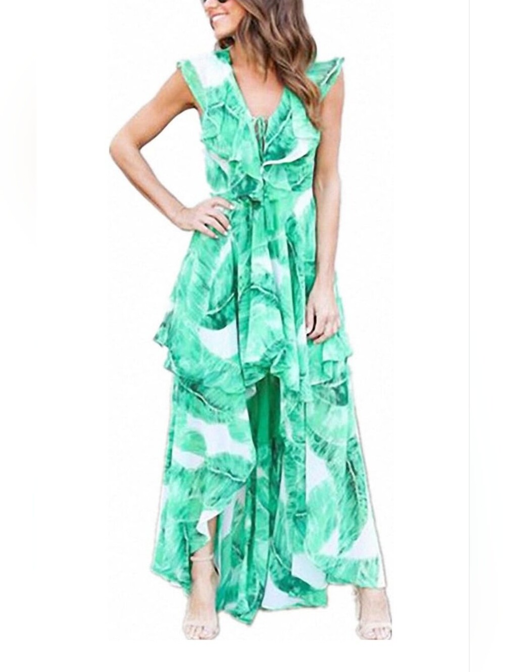 High and low dress banana leaf dress